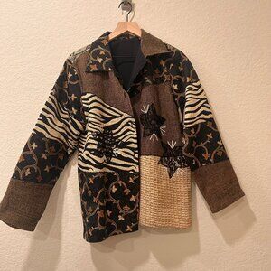 Vintage Patchwork Tapestry Women's Blazer Coat Fall Fabulous size Medium